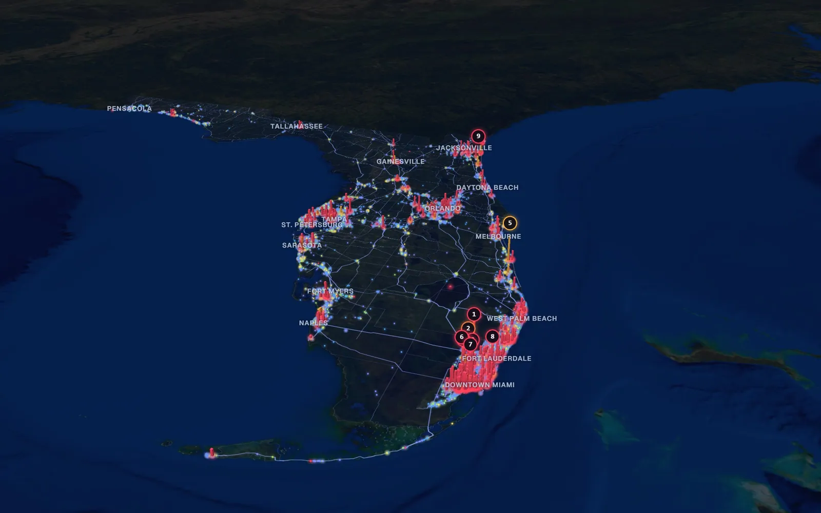 3D map of BBL surgeons in Florida