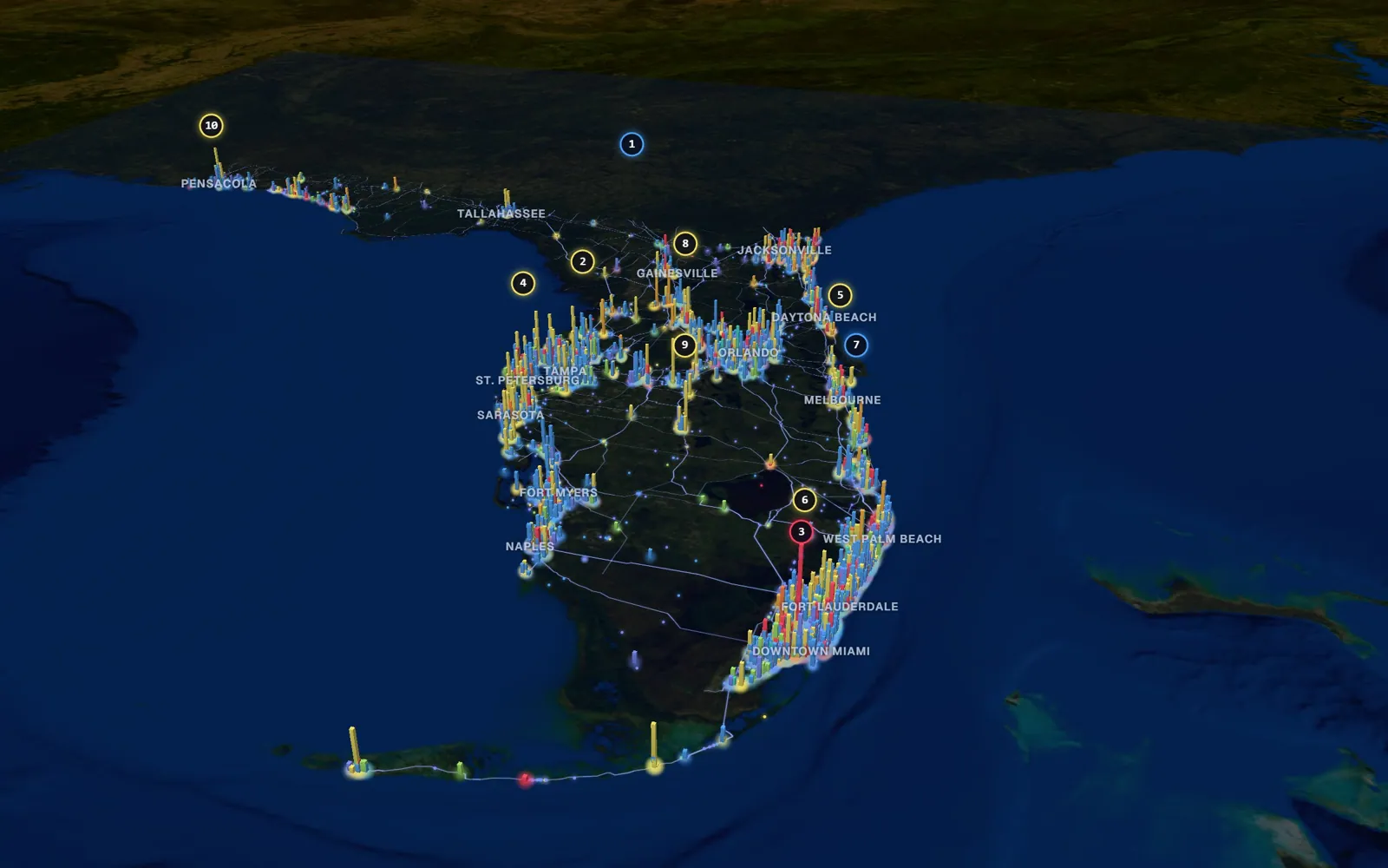 3D map of Botox and neurotoxin providers in Florida