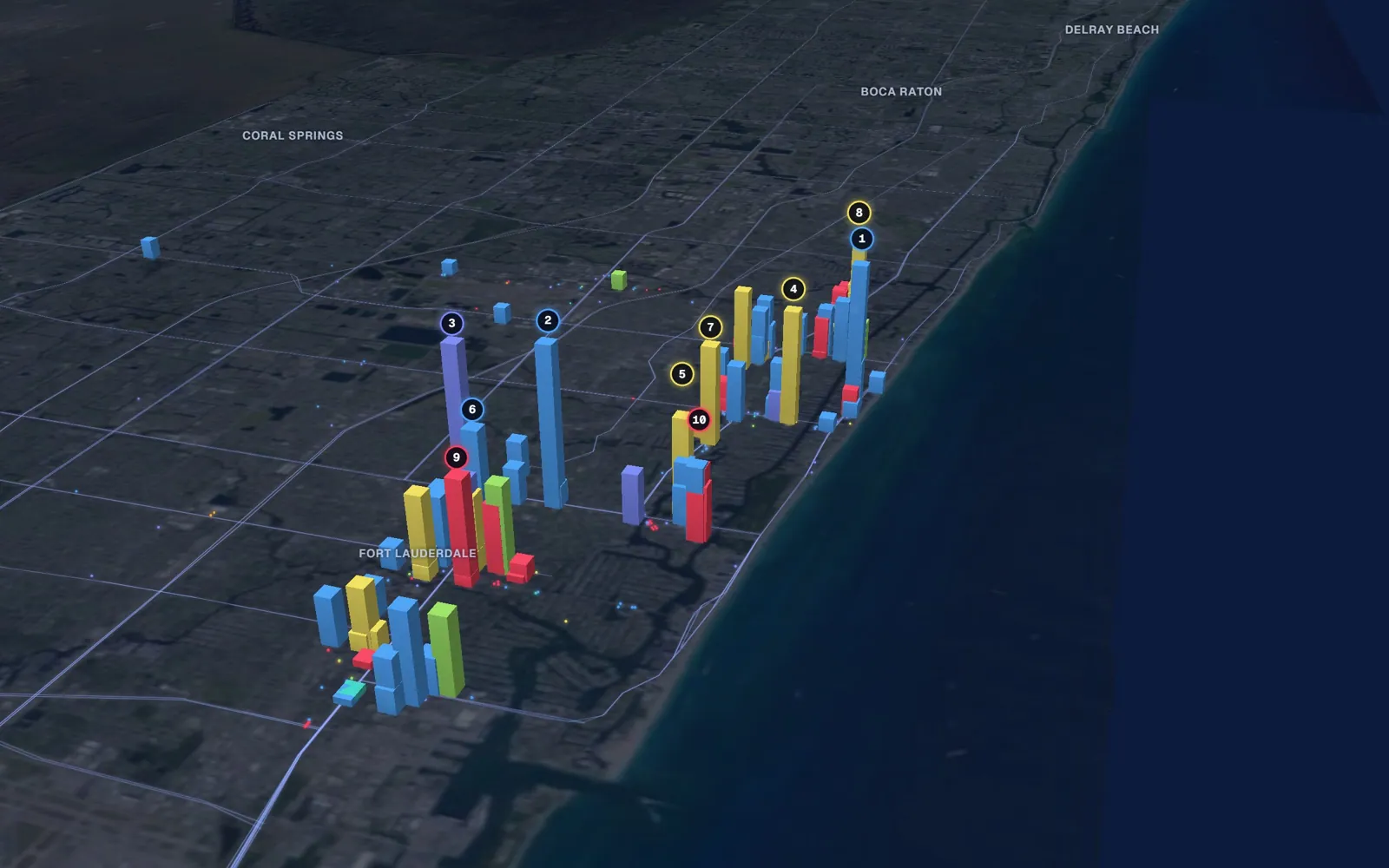 3D map of Botox and neurotoxin providers in Fort Lauderdale