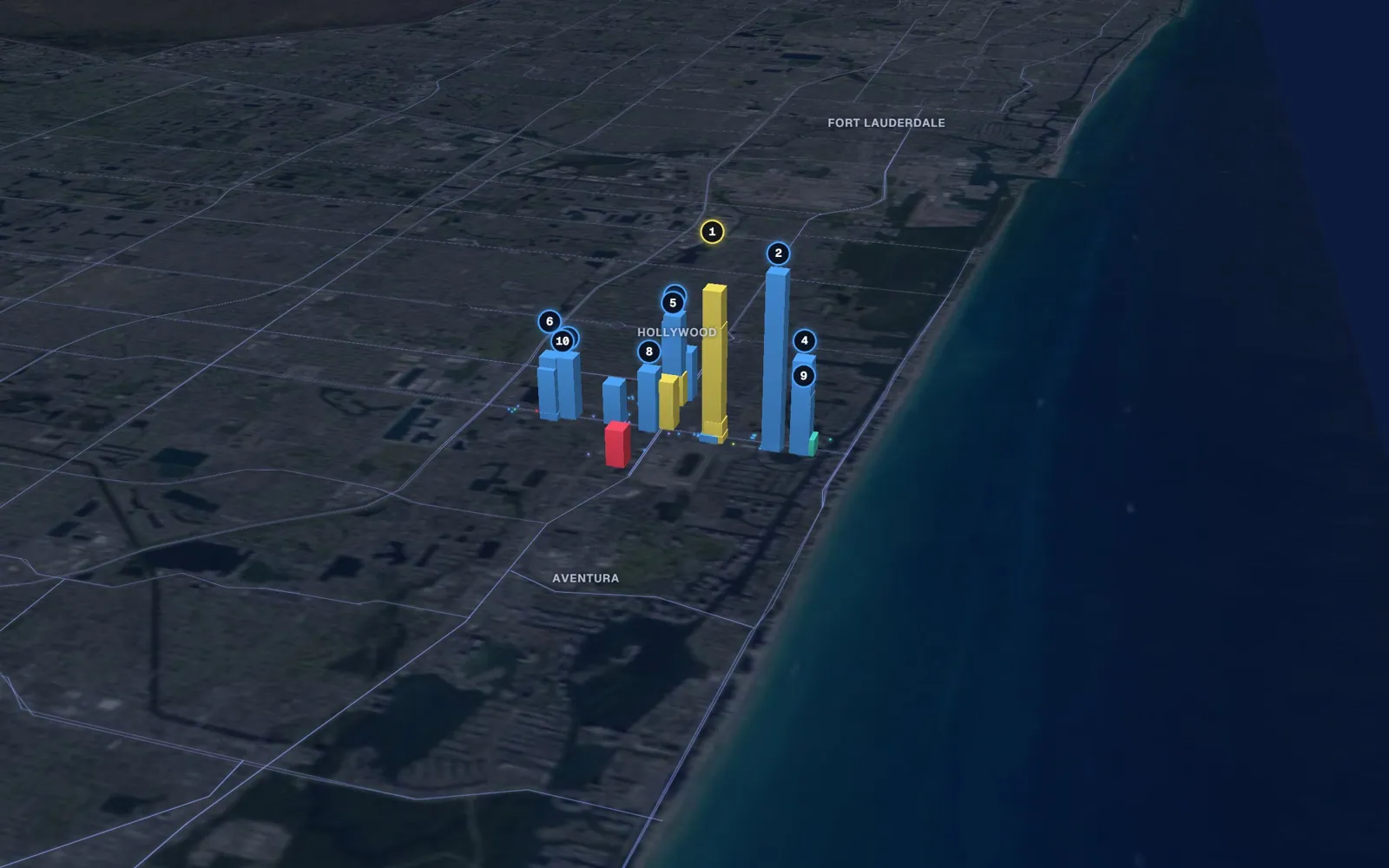 3D map of Botox and neurotoxin providers in Hallandale Beach