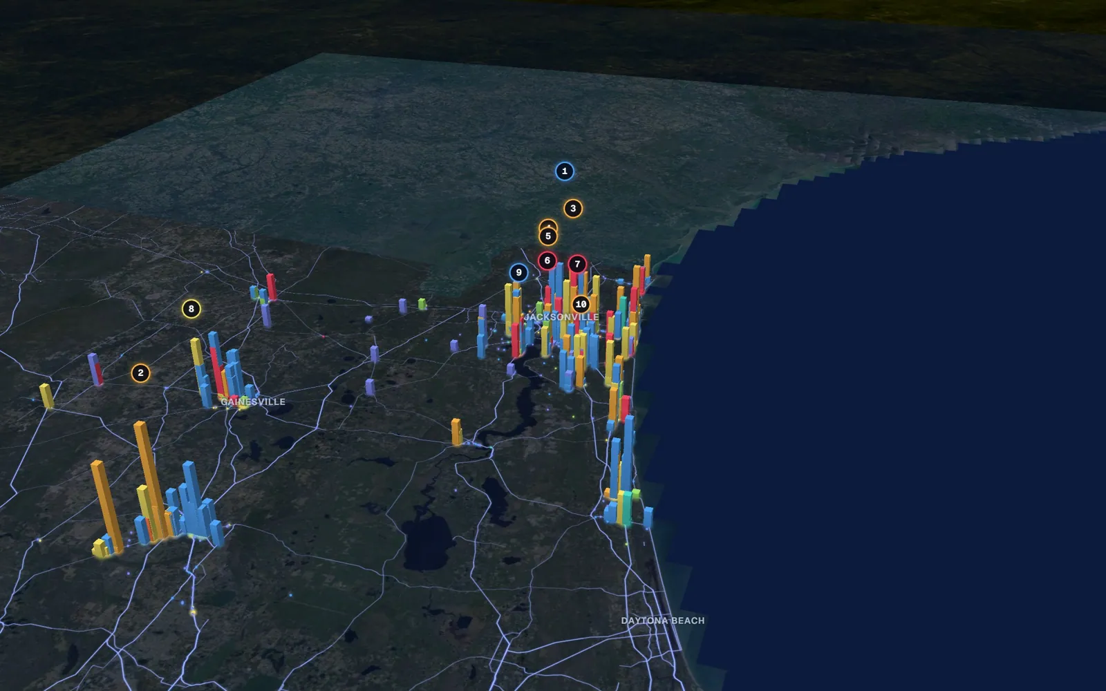 3D map of Botox and neurotoxin providers, North Florida
