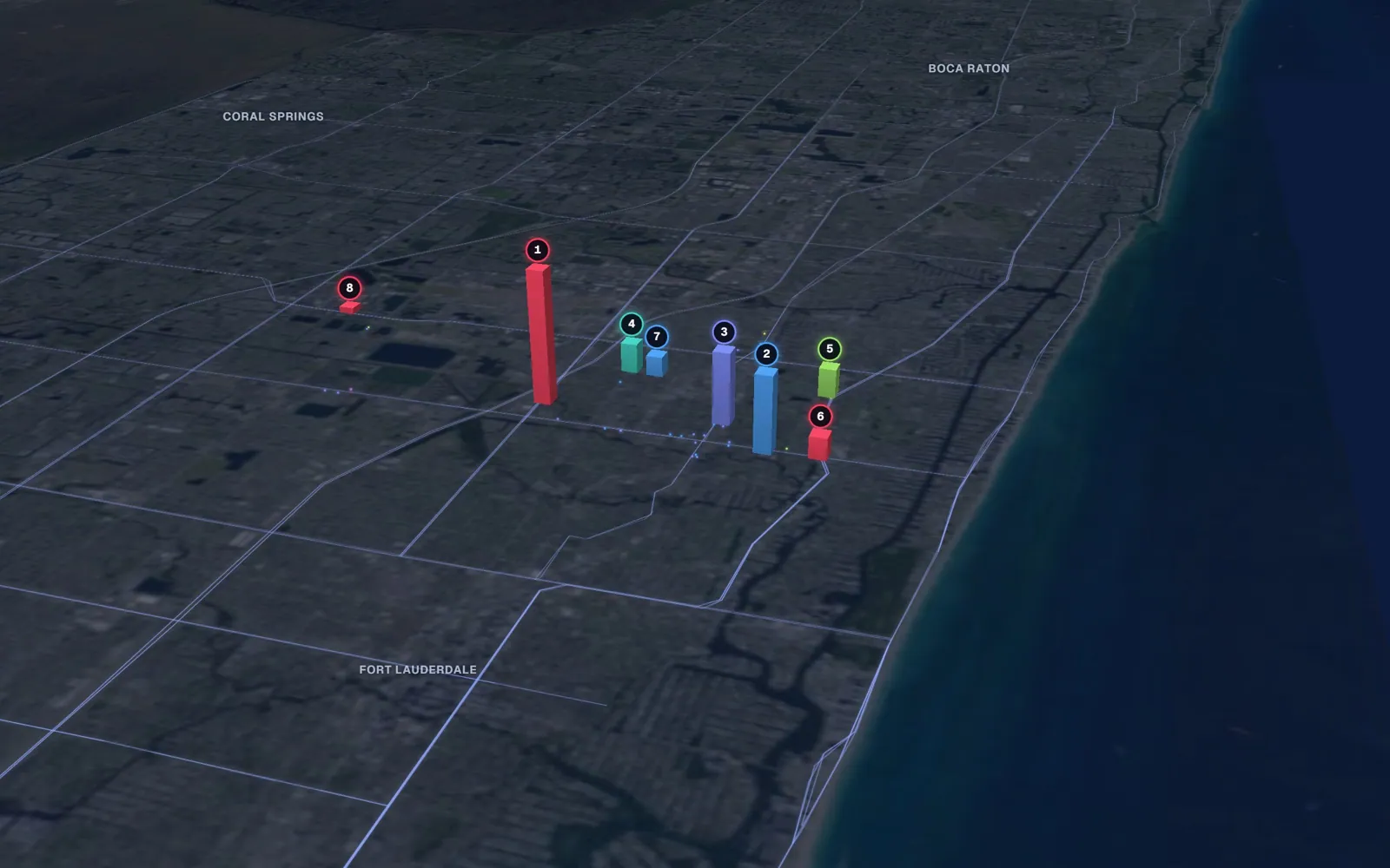 3D map of Botox and neurotoxin providers in Oakland Park