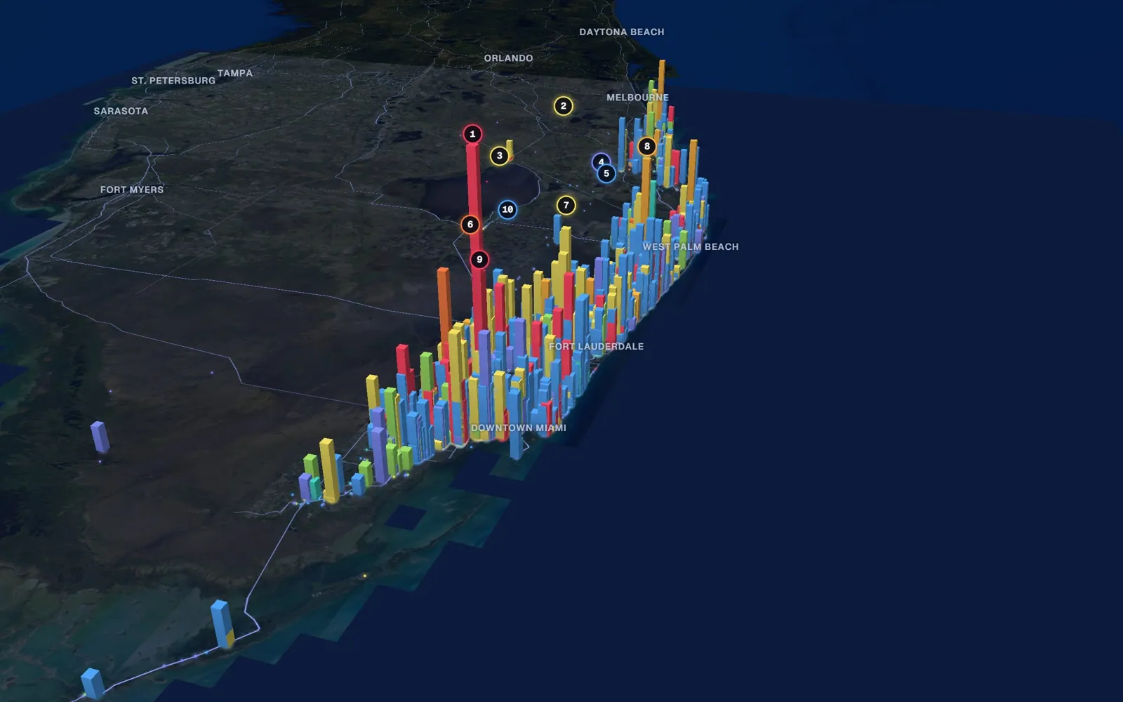 3D map of Botox and neurotoxin providers, Southeast Florida