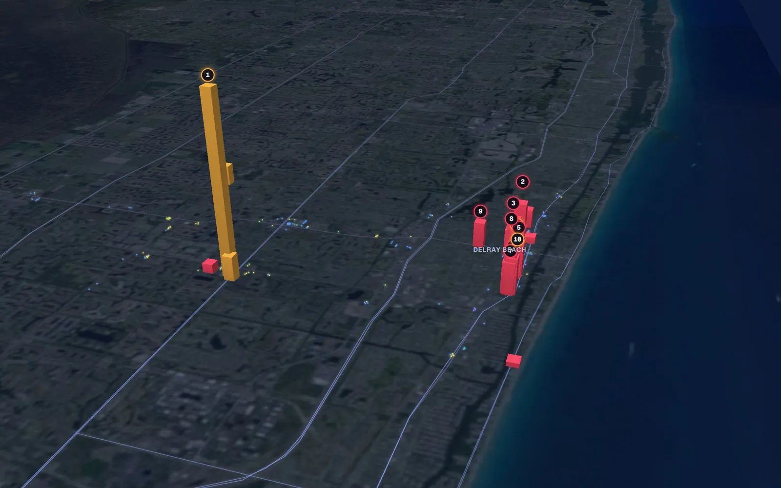 3D map of facelift surgeons in Delray Beach