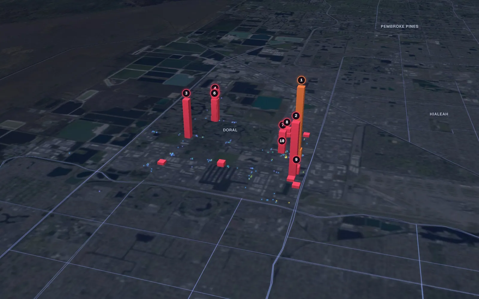 3D map of facelift surgeons in Doral