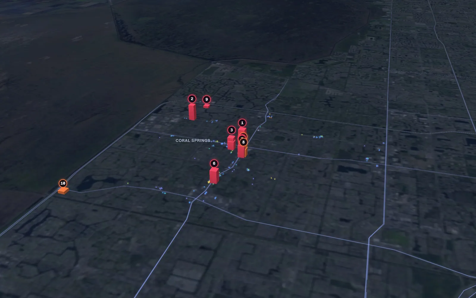 3D map of facelift surgeons in Coral Springs