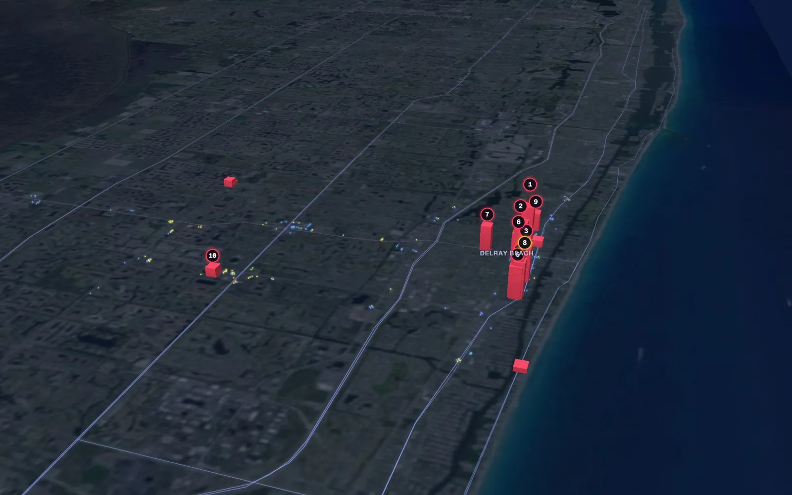 3D map of facelift surgeons in Delray Beach
