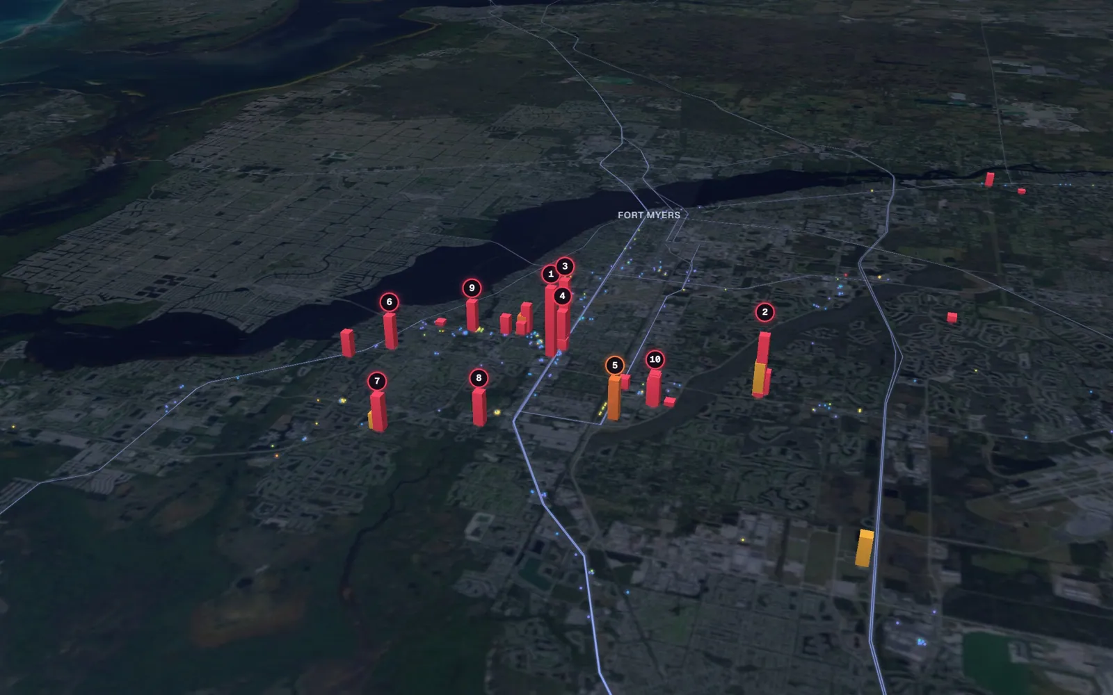 3D map of facelift surgeons in Fort Myers