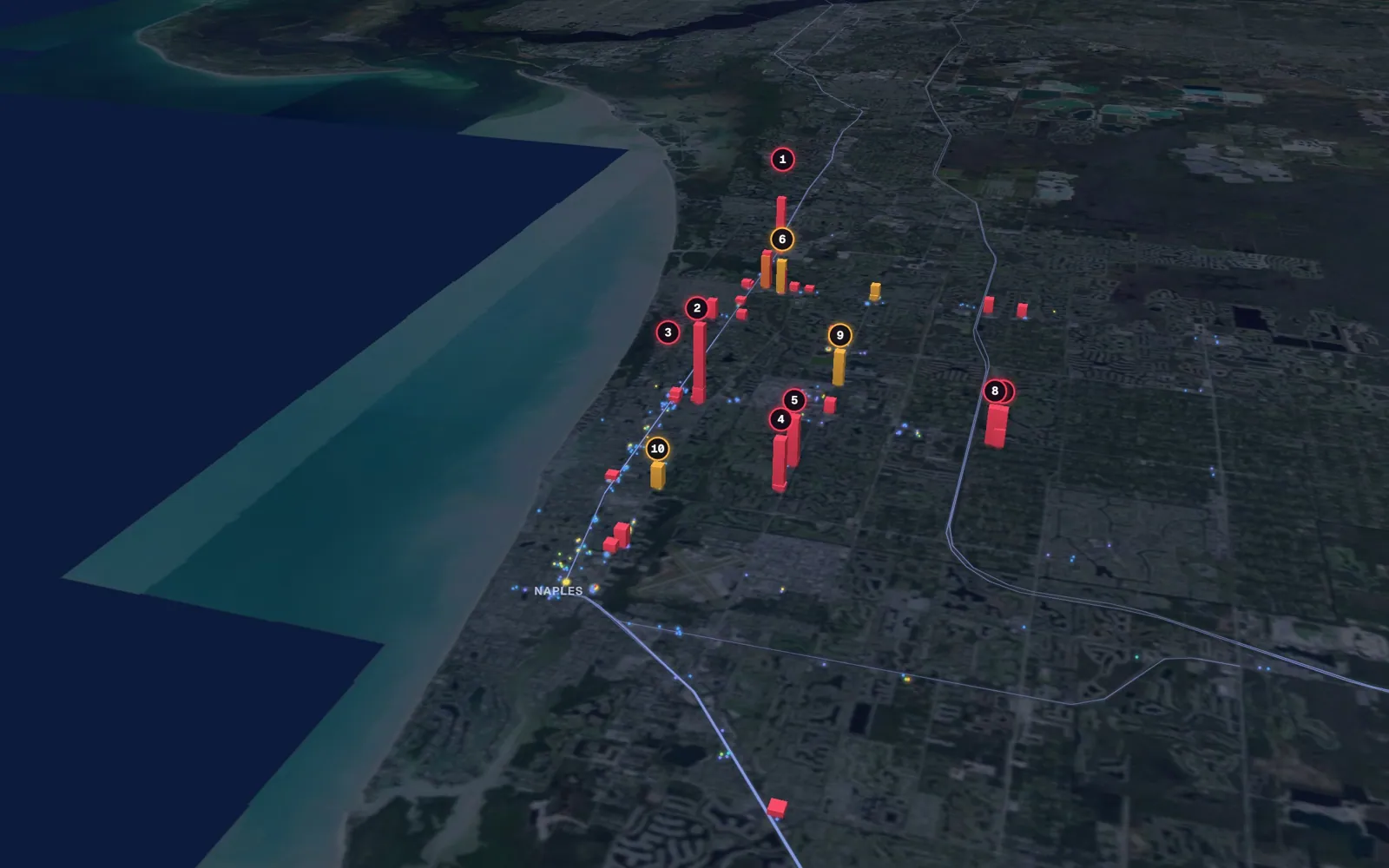 3D map of facelift surgeons in Naples