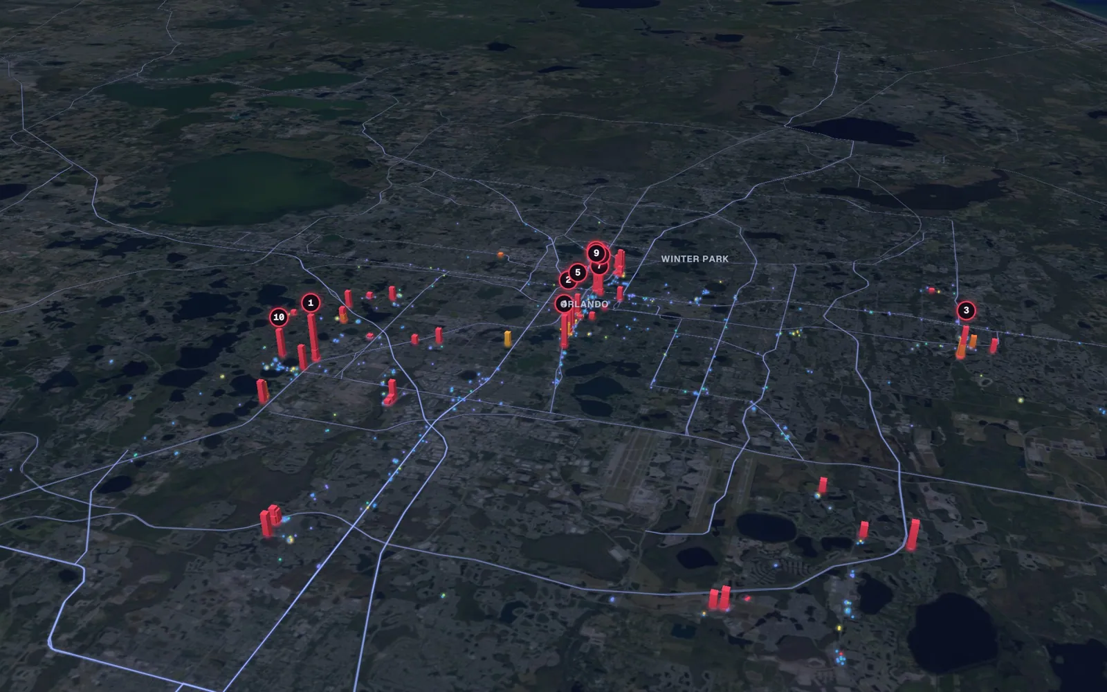 3D map of facelift surgeons in Orlando