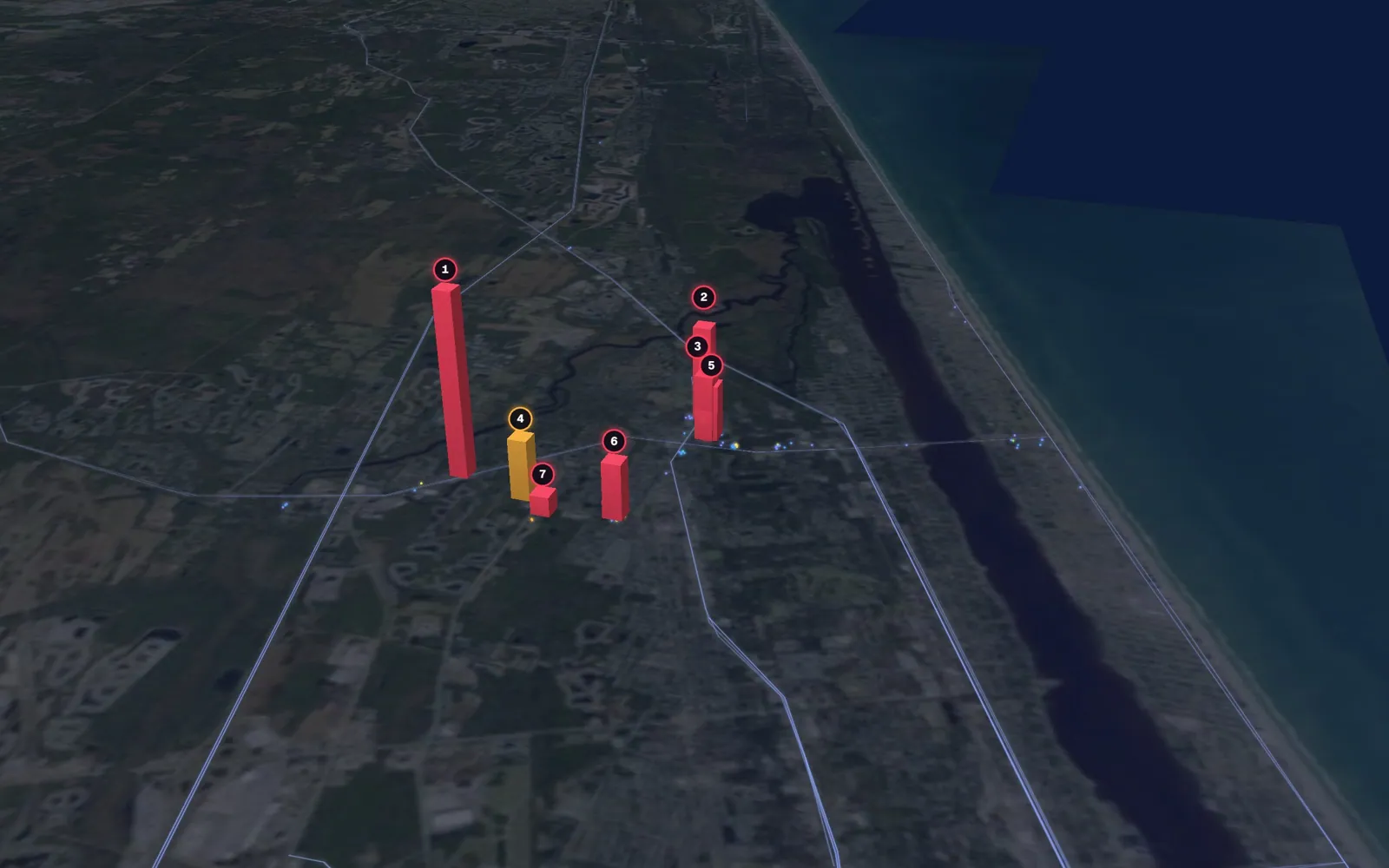 3D map of facelift surgeons in Ormond Beach