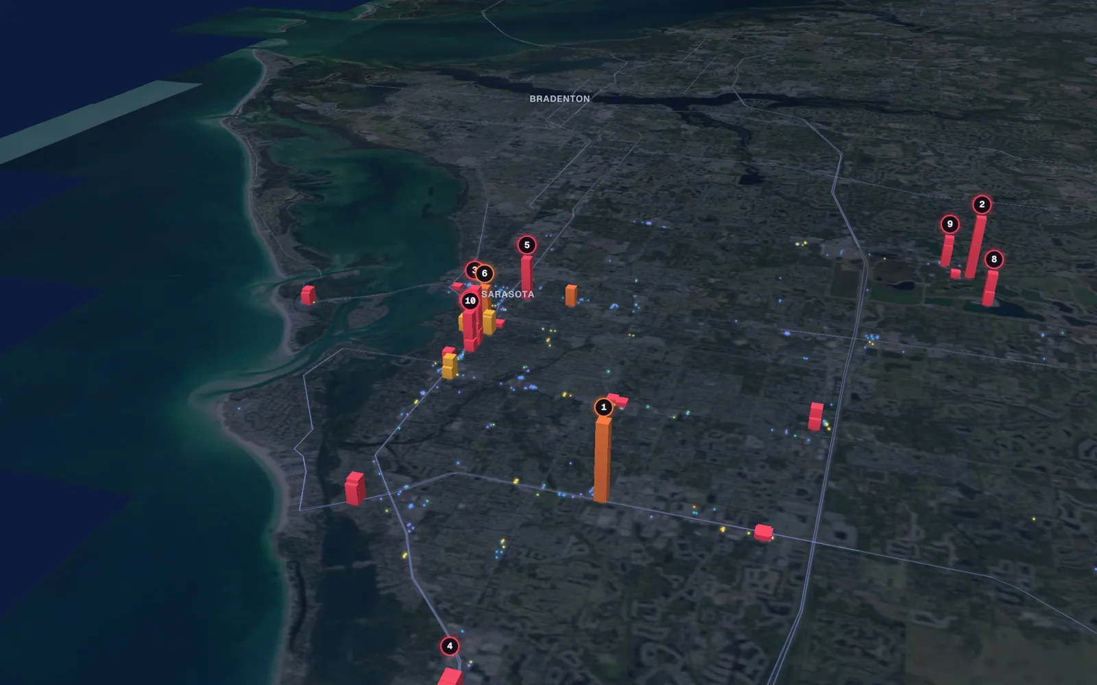 3D map of facelift surgeons in Sarasota