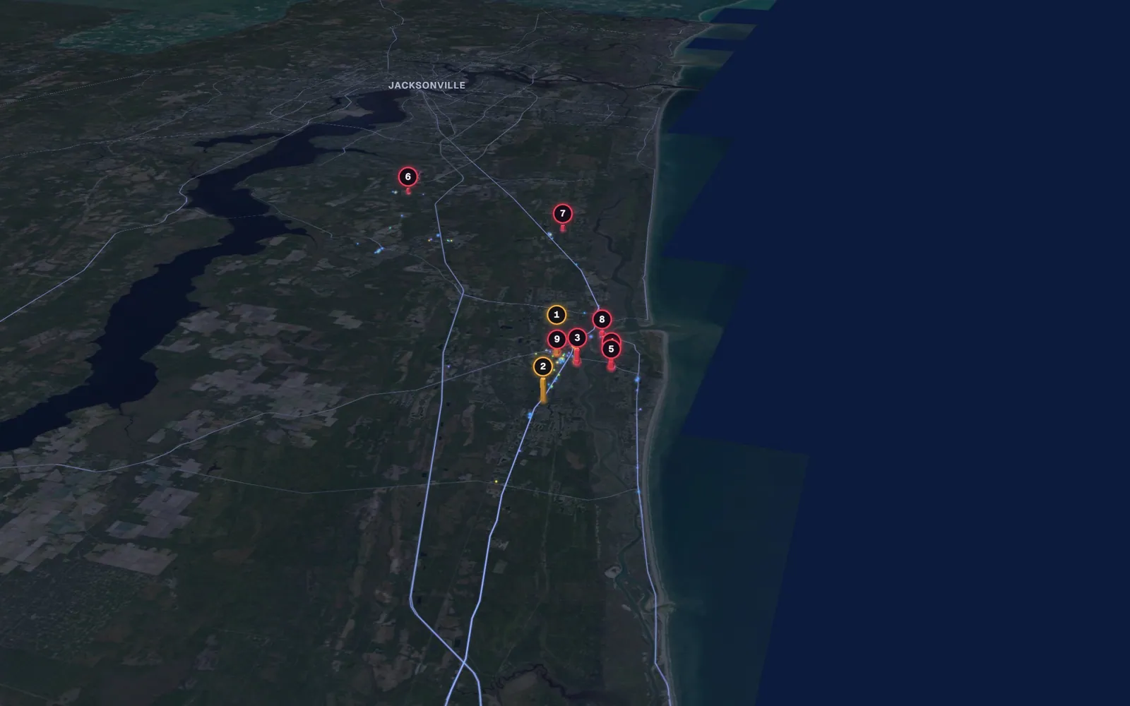 3D map of facelift surgeons in St. Augustine