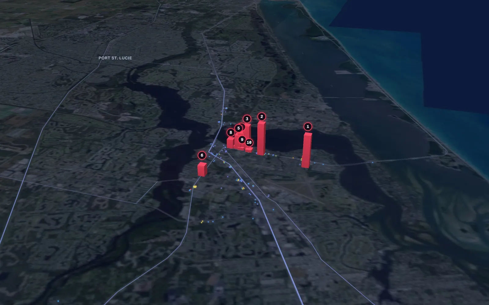 3D map of facelift surgeons in Stuart