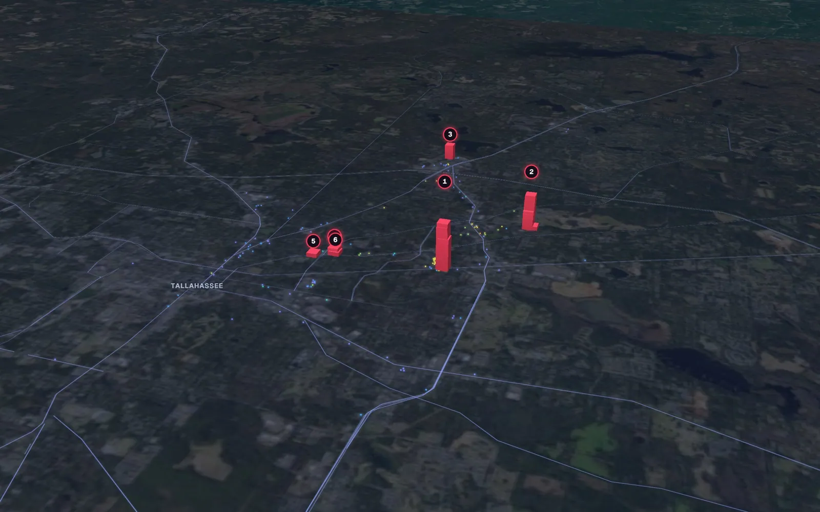 3D map of facelift surgeons in Tallahassee