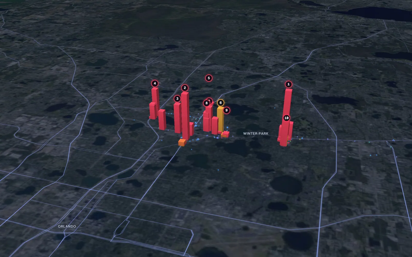 3D map of facelift surgeons in Winter Park