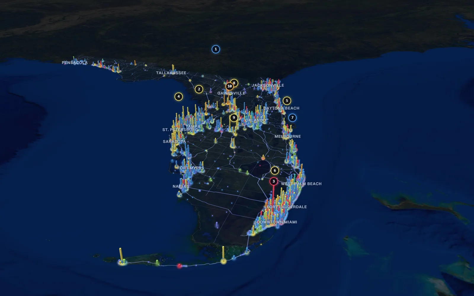 3D map of dermal filler providers in Florida