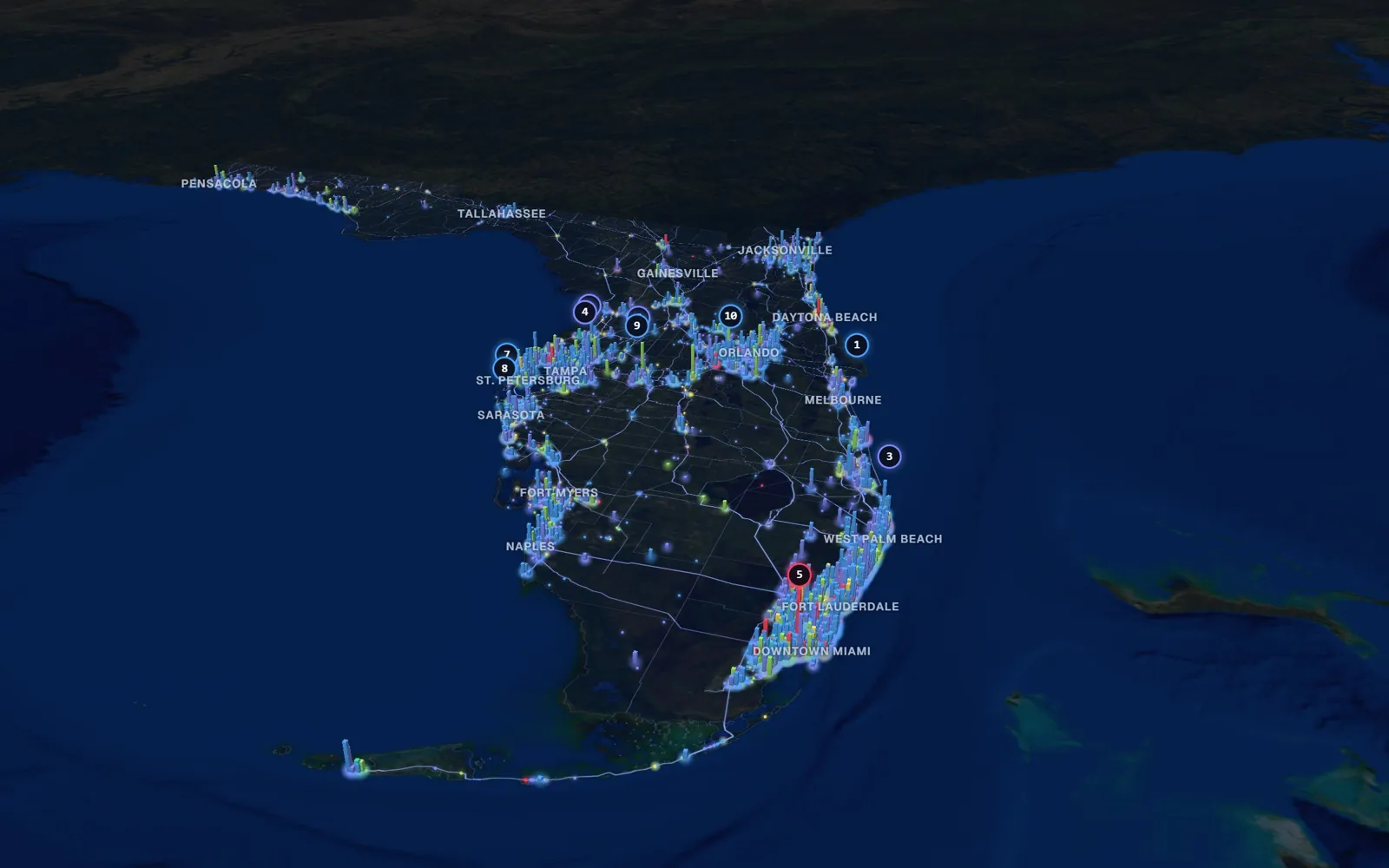 3D map of IV therapy providers in Florida