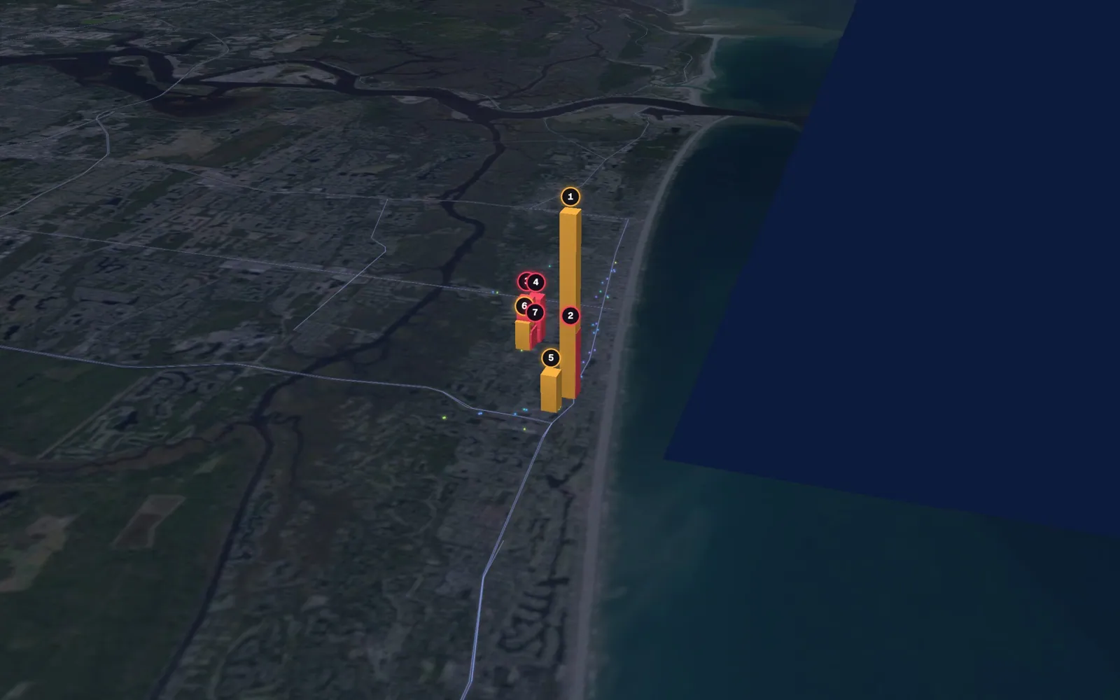 3D map of facelift surgeons in Jacksonville Beach