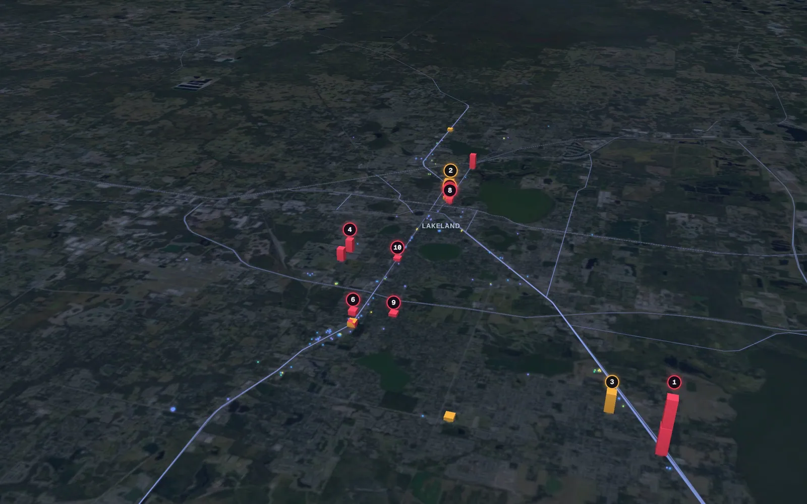 3D map of facelift surgeons in Lakeland