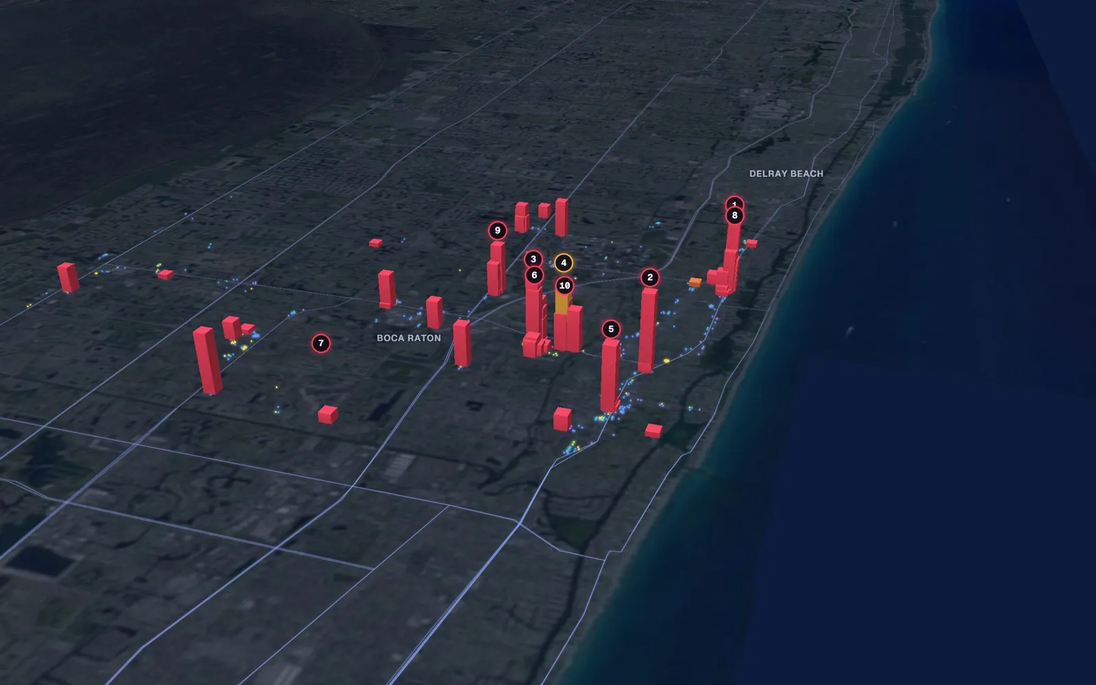 3D map of liposuction surgeons in Boca Raton