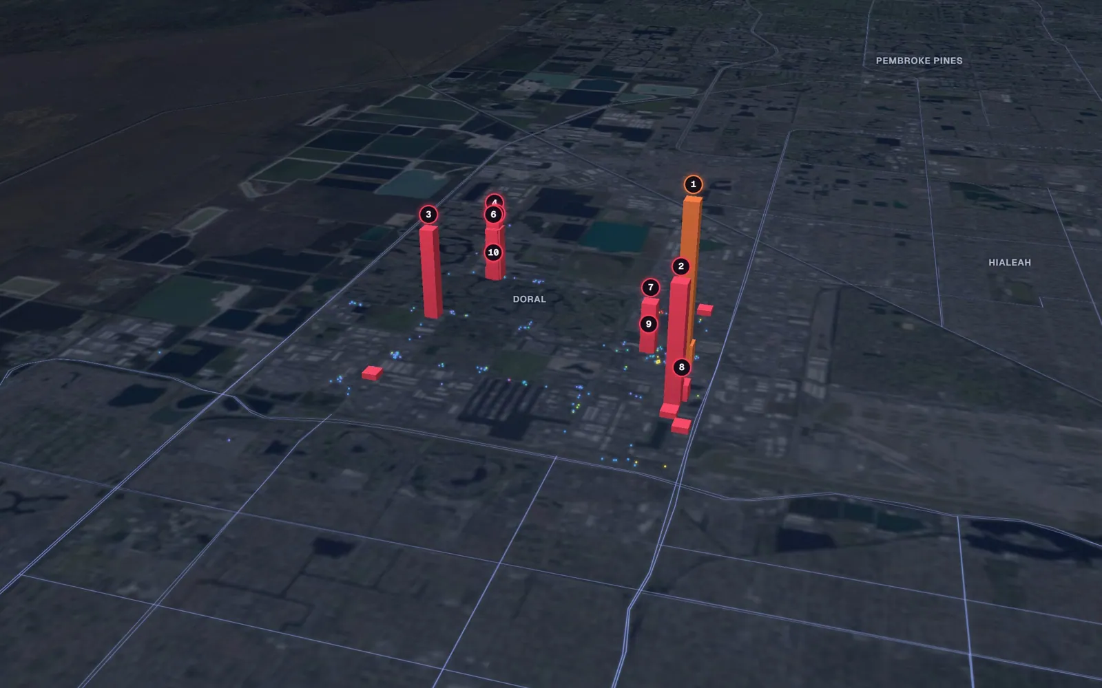 3D map of liposuction surgeons in Doral