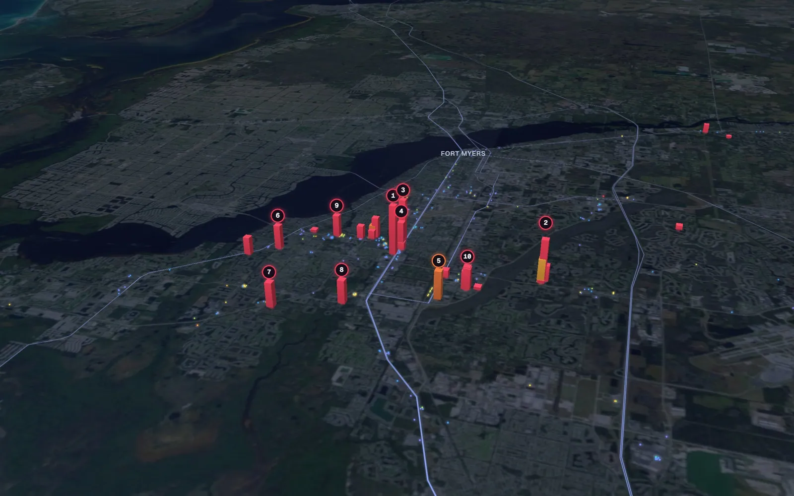 3D map of liposuction surgeons in Fort Myers