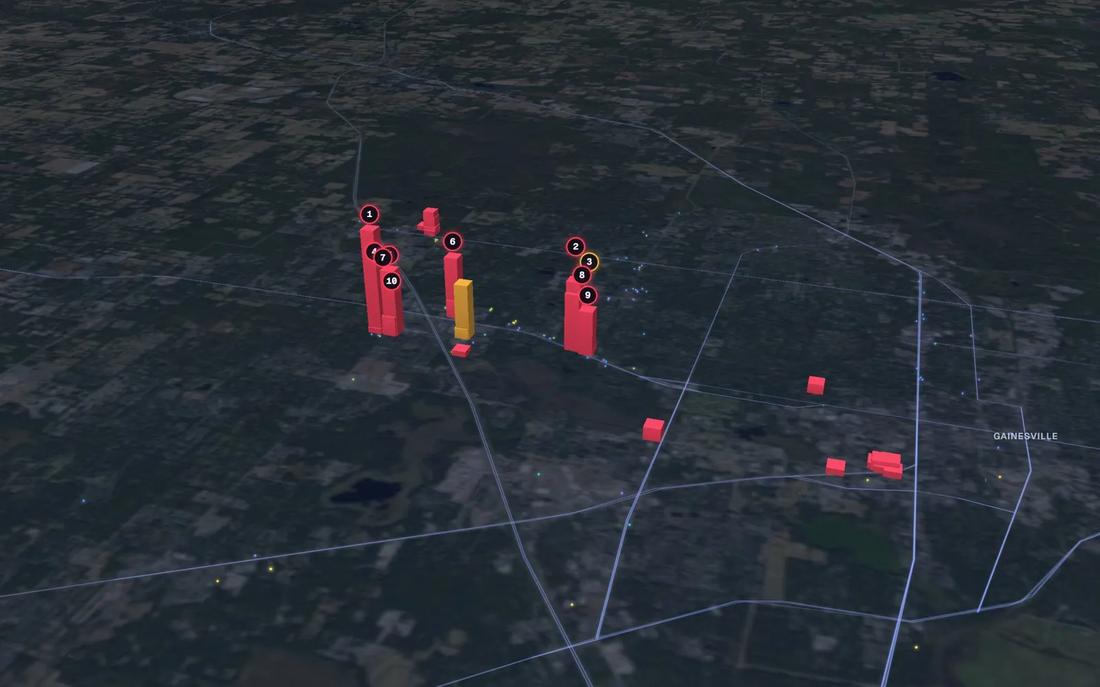 3D map of liposuction surgeons in Gainesville