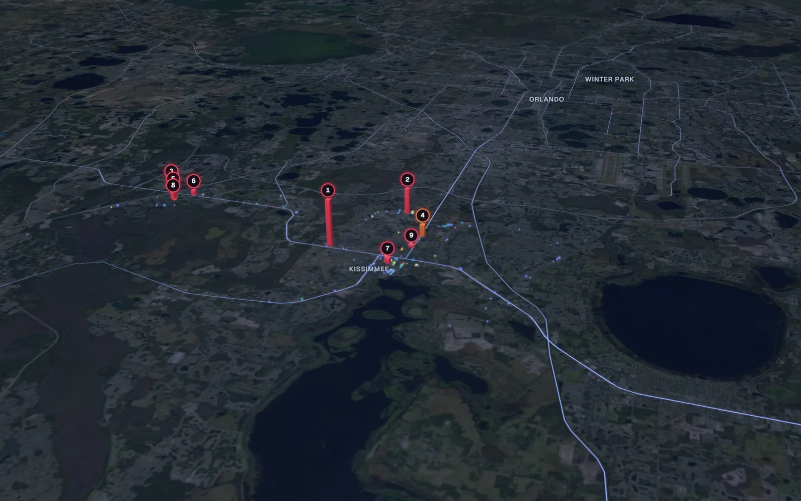 3D map of liposuction surgeons in Kissimmee