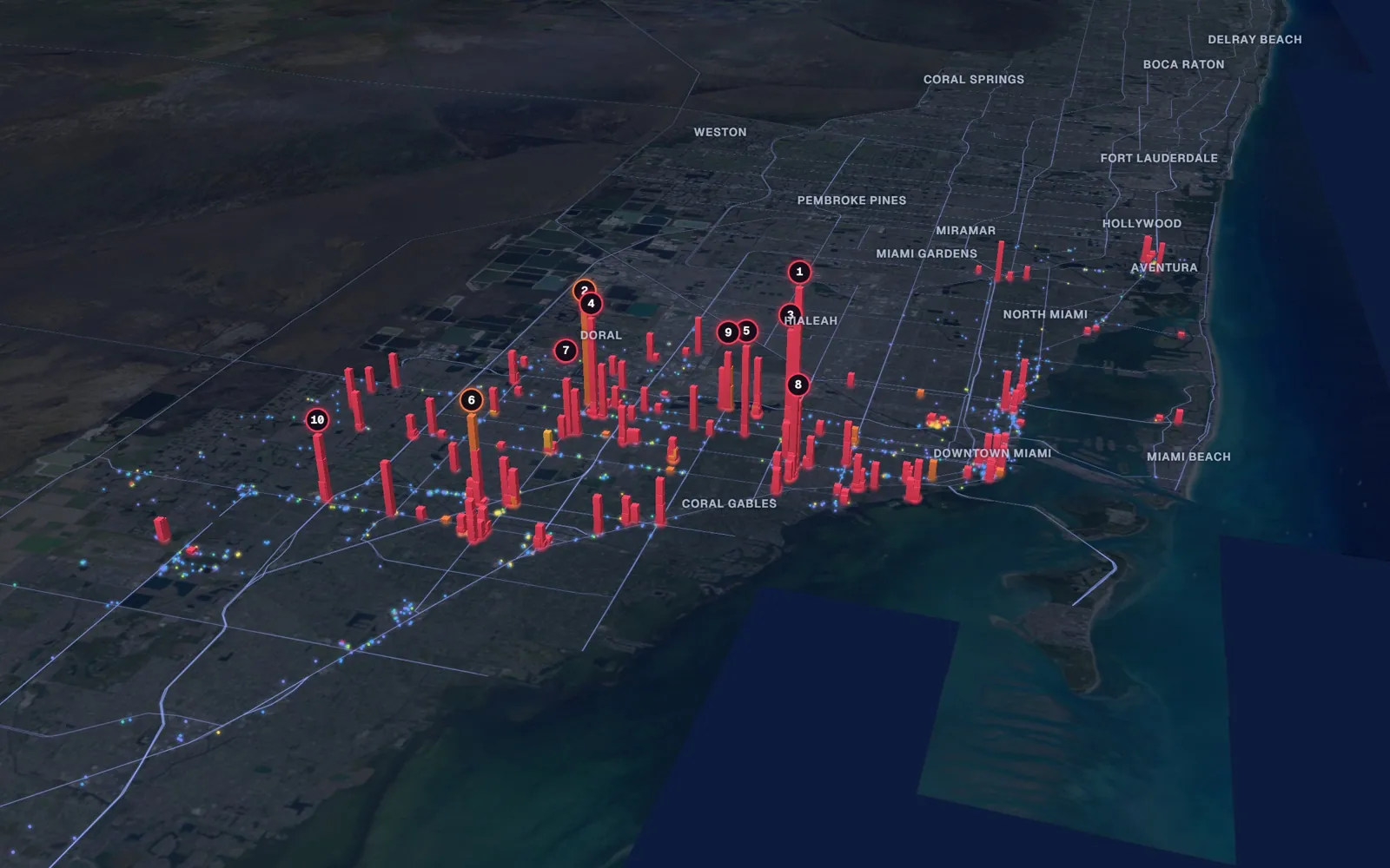 3D map of liposuction surgeons in Miami