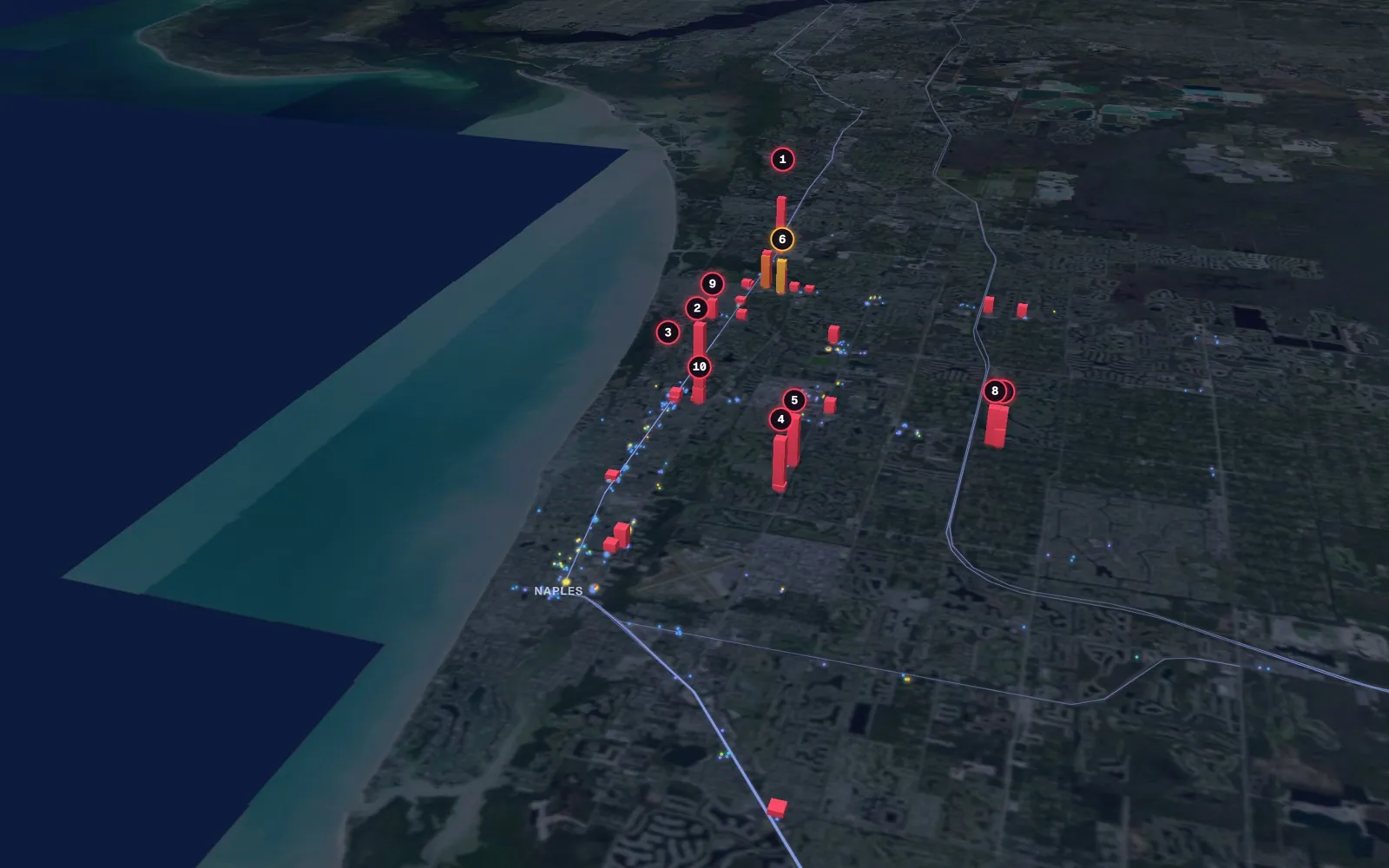 3D map of liposuction surgeons in Naples