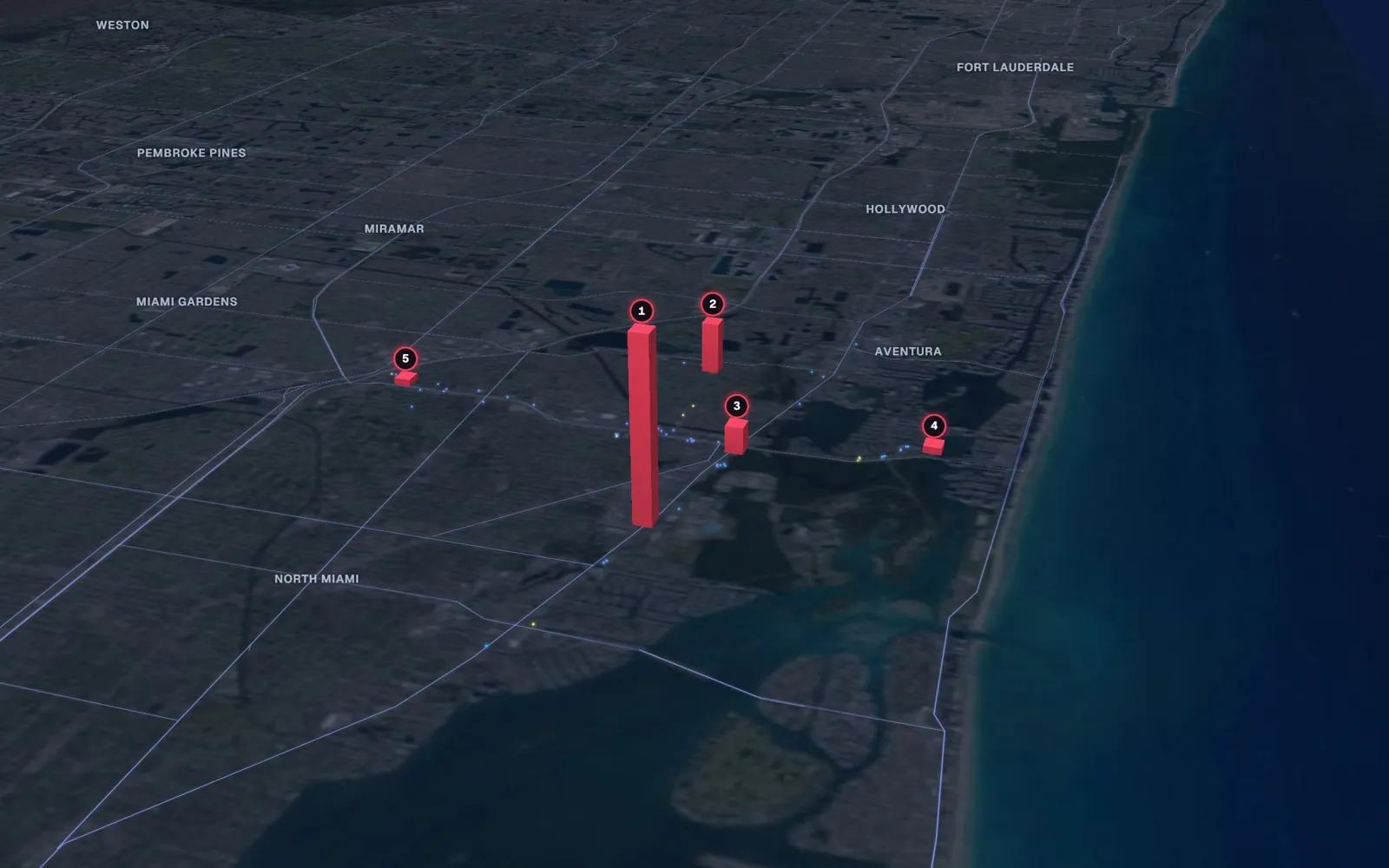 3D map of liposuction surgeons in North Miami Beach