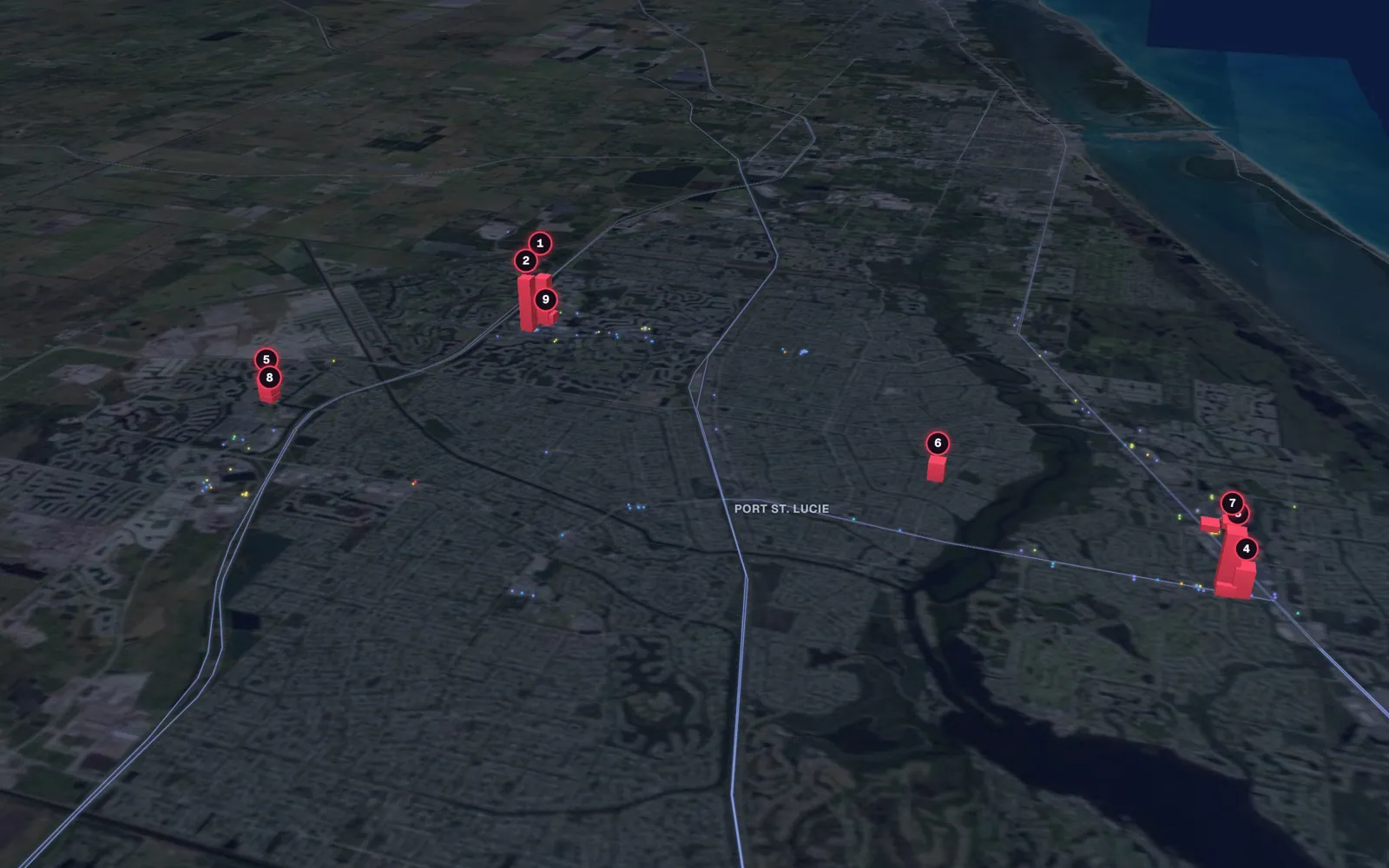 3D map of liposuction surgeons in Port St. Lucie