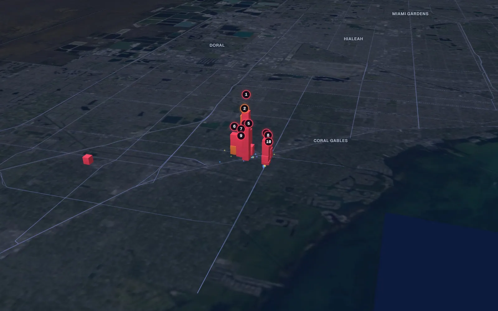 3D map of liposuction surgeons in South Miami