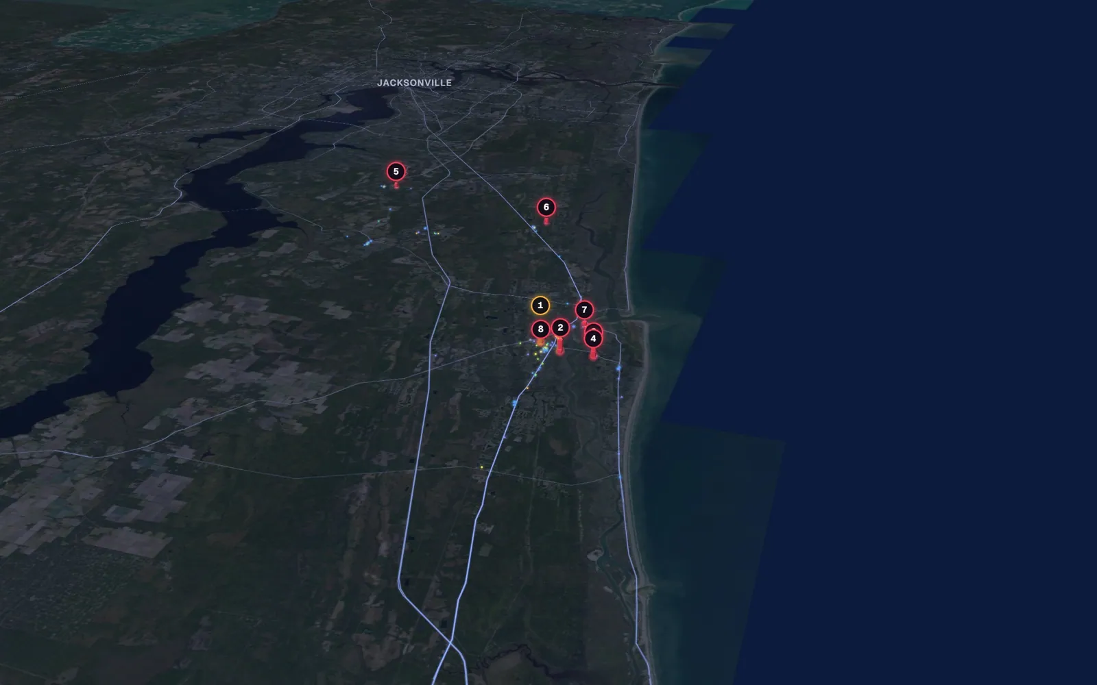 3D map of liposuction surgeons in St. Augustine