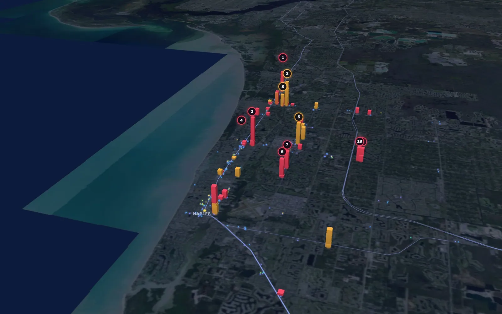3D map of facelift surgeons in Naples