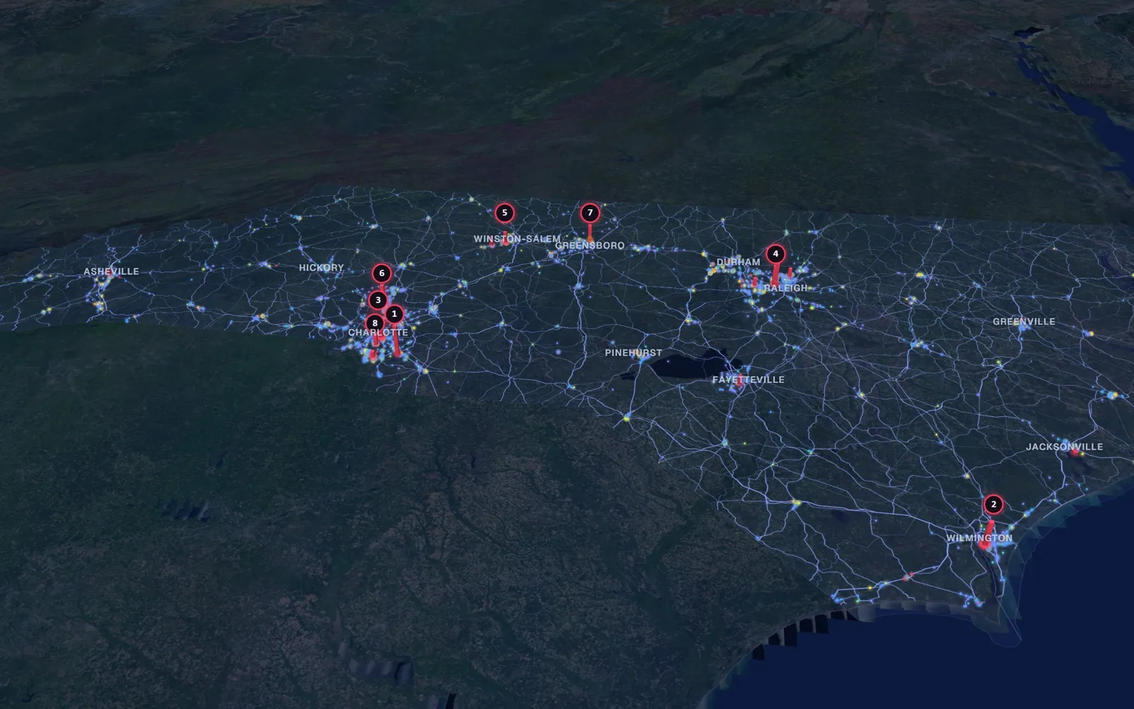 3D map of BBL surgeons in North Carolina