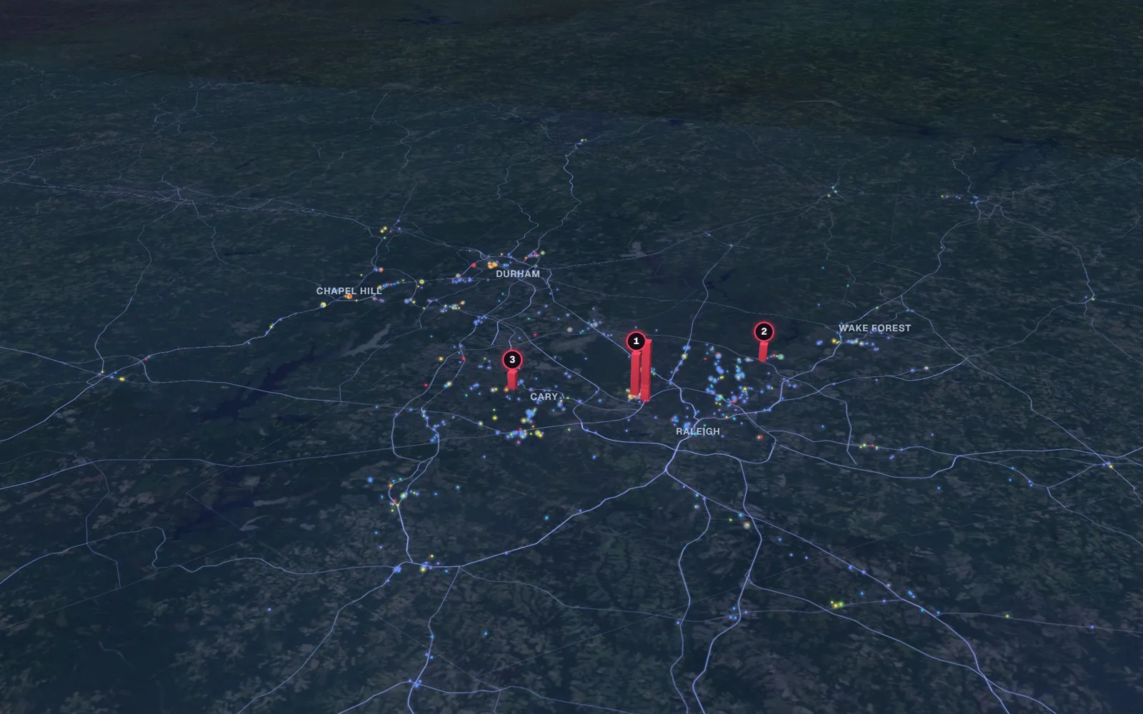 3D map of BBL surgeons, Triangle North Carolina