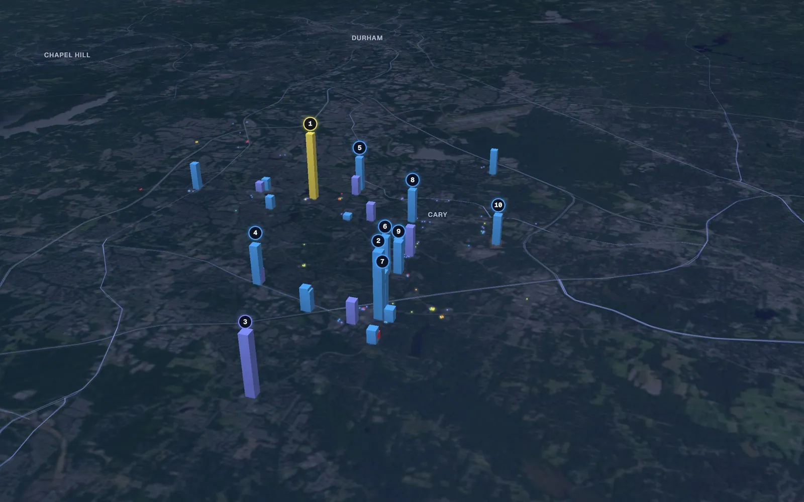 3D map of body contouring providers in Cary