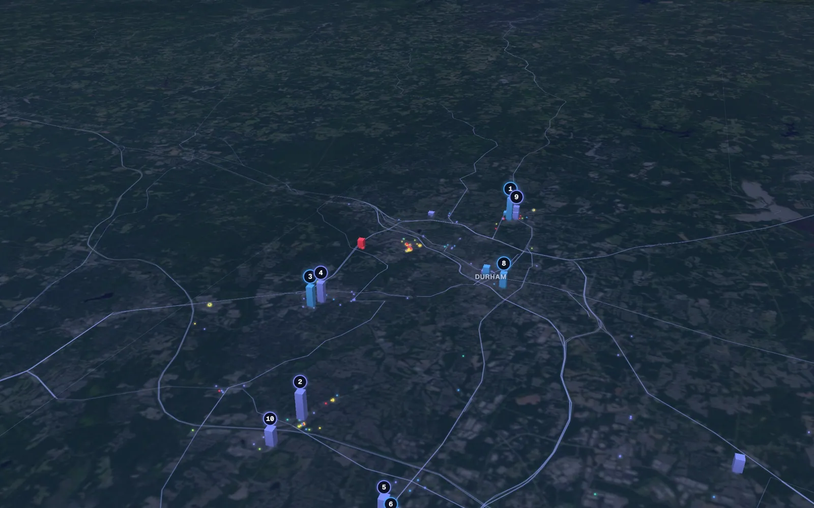 3D map of body contouring providers in Durham