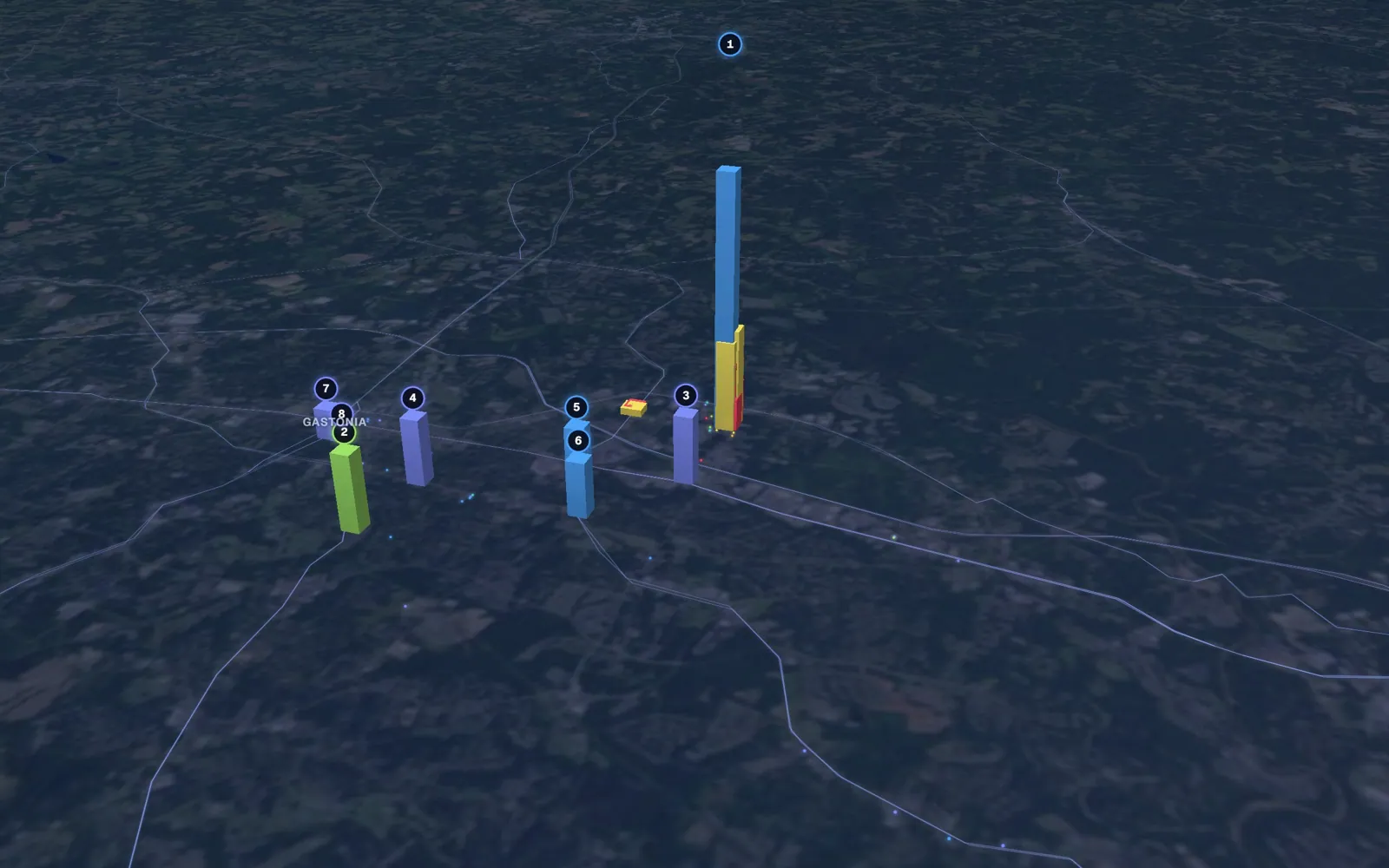 3D map of body contouring providers in Gastonia