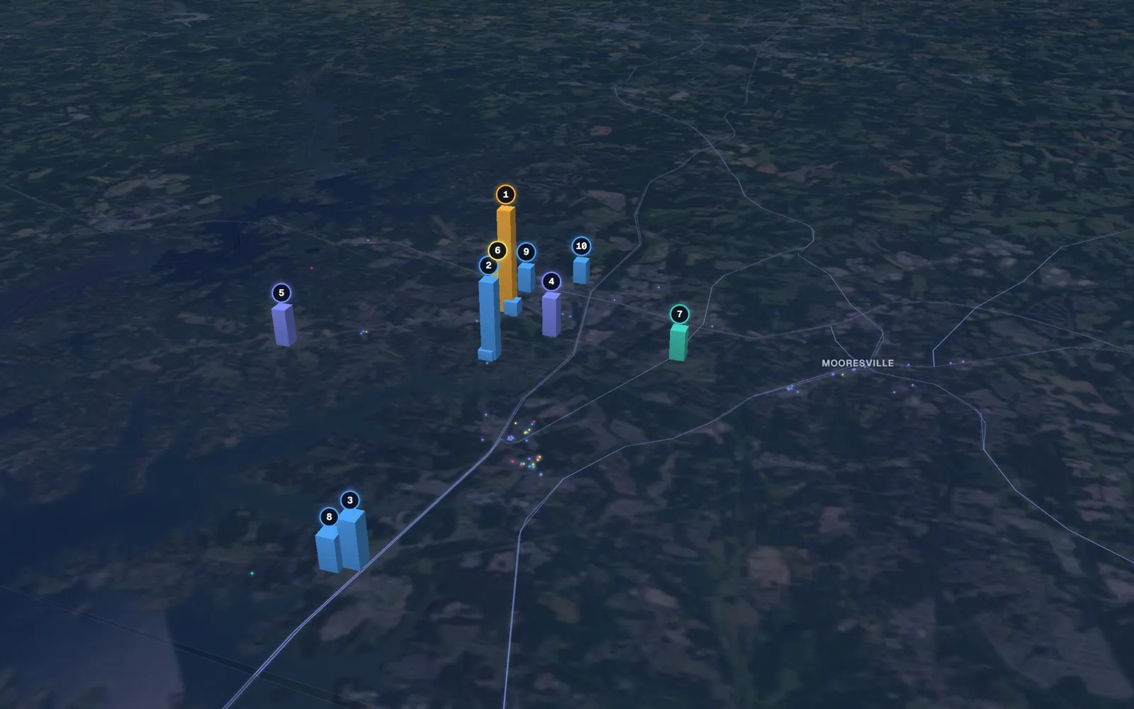 3D map of body contouring providers in Mooresville