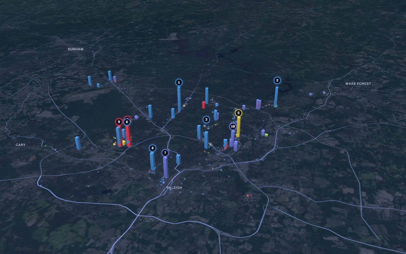 3D map of body contouring providers in Raleigh