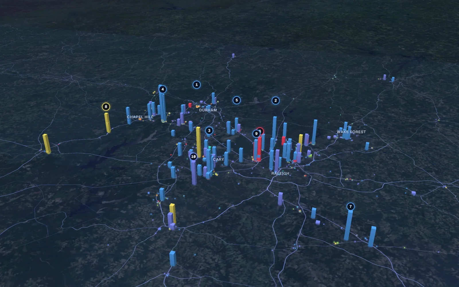 3D map of body contouring providers, Triangle North Carolina