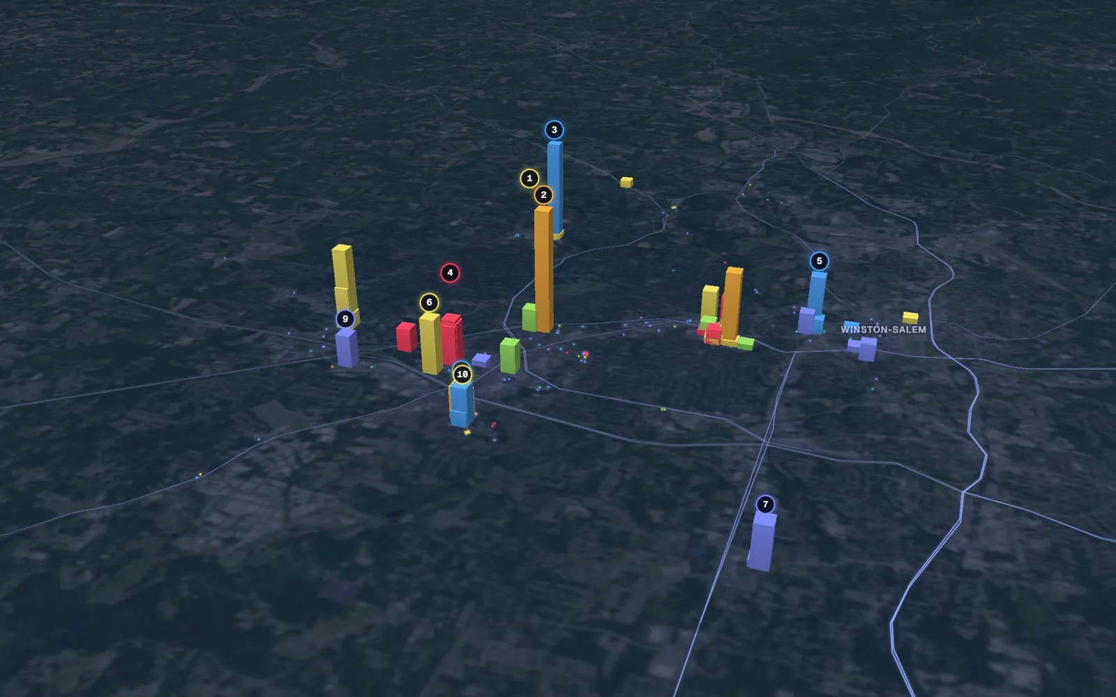 3D map of body contouring providers in Winston-Salem