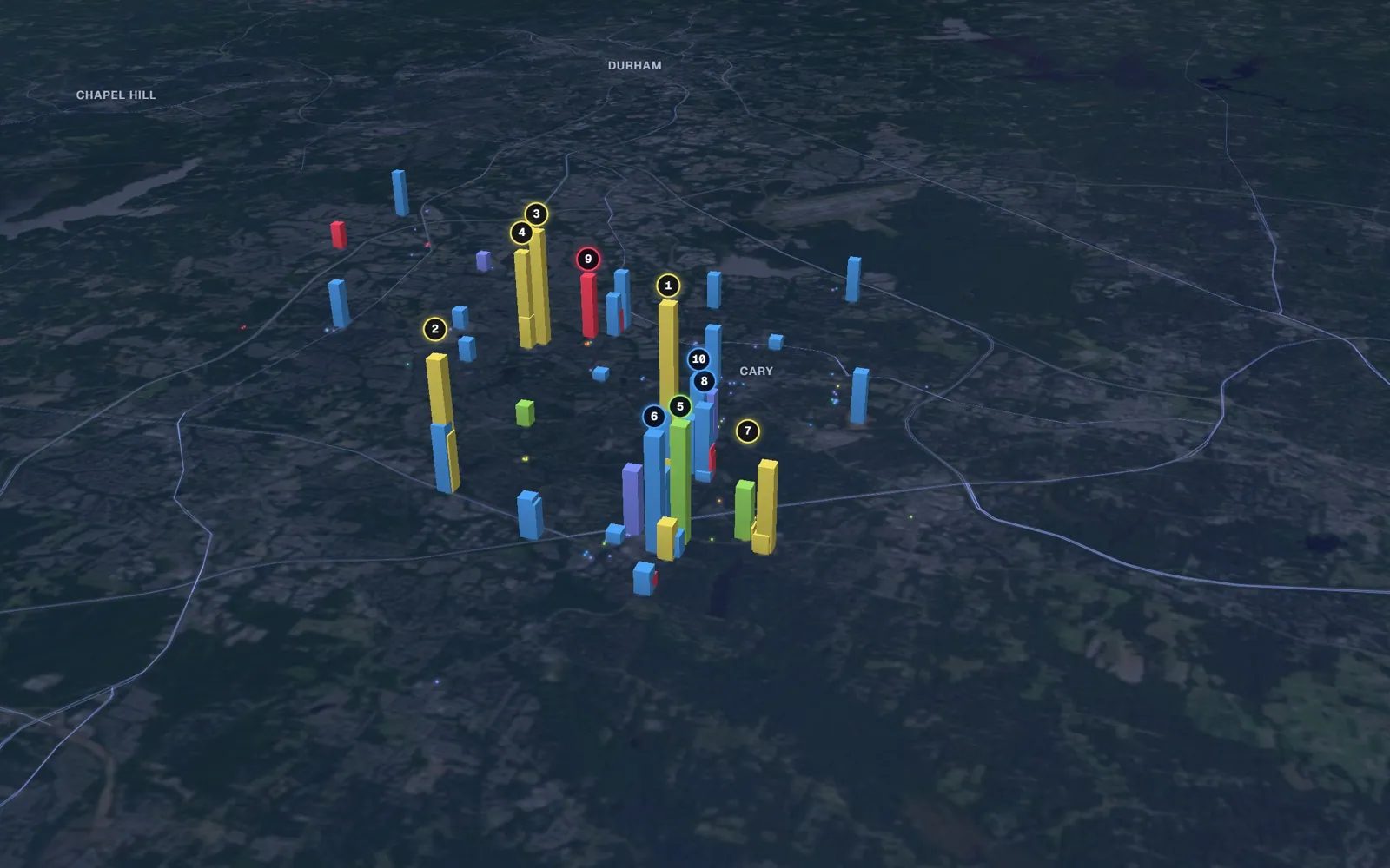 3D map of Botox and neurotoxin providers in Cary