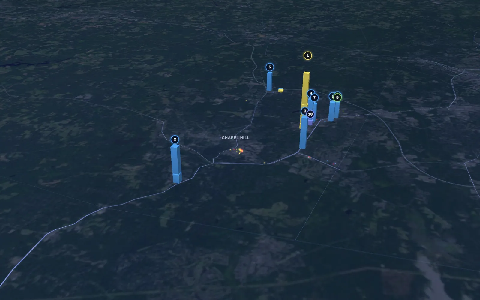 3D map of Botox and neurotoxin providers in Chapel Hill