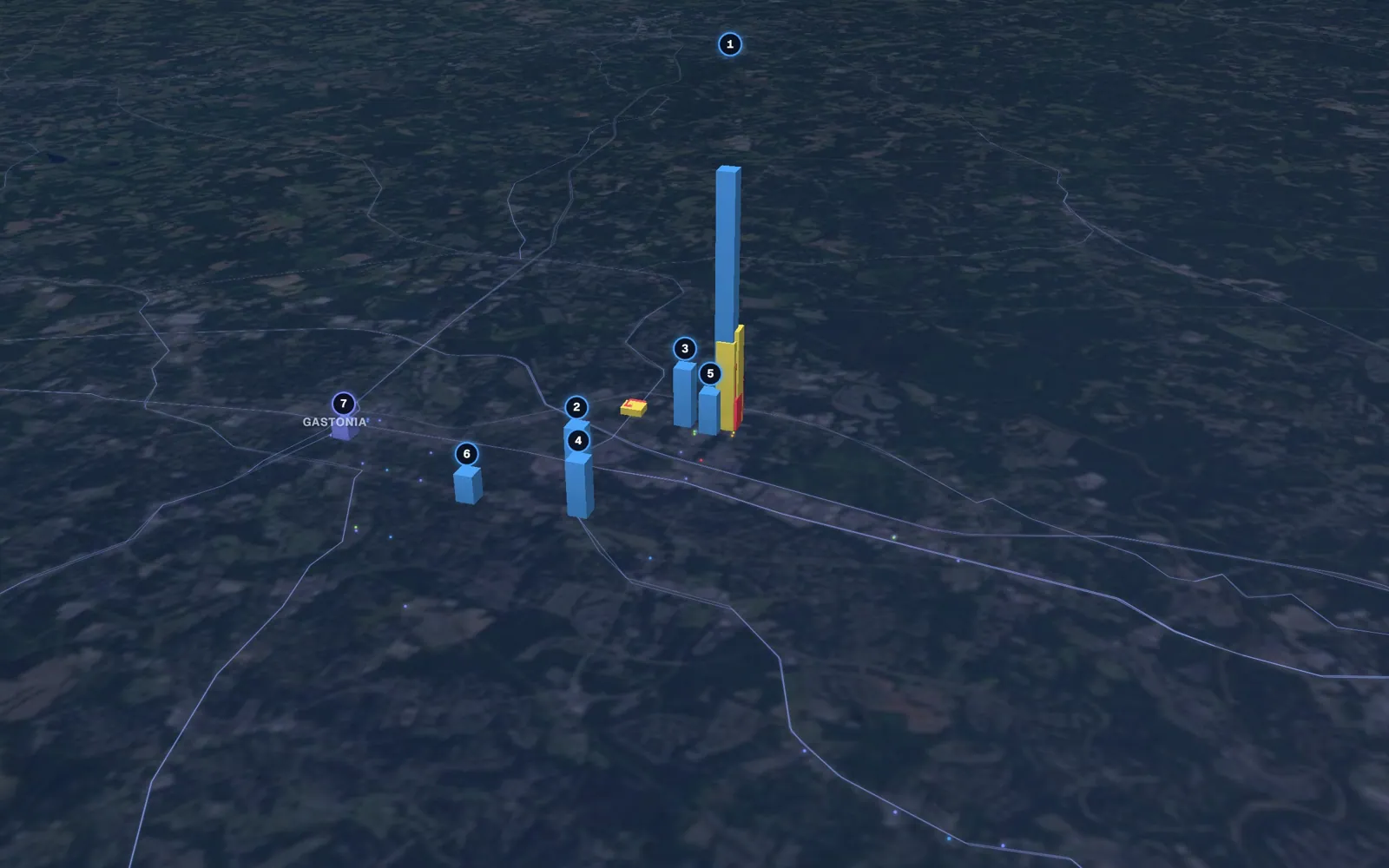 3D map of Botox and neurotoxin providers in Gastonia