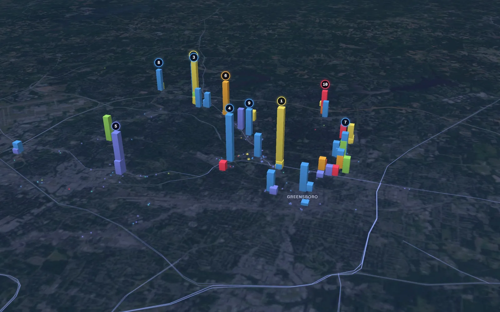 3D map of Botox and neurotoxin providers in Greensboro