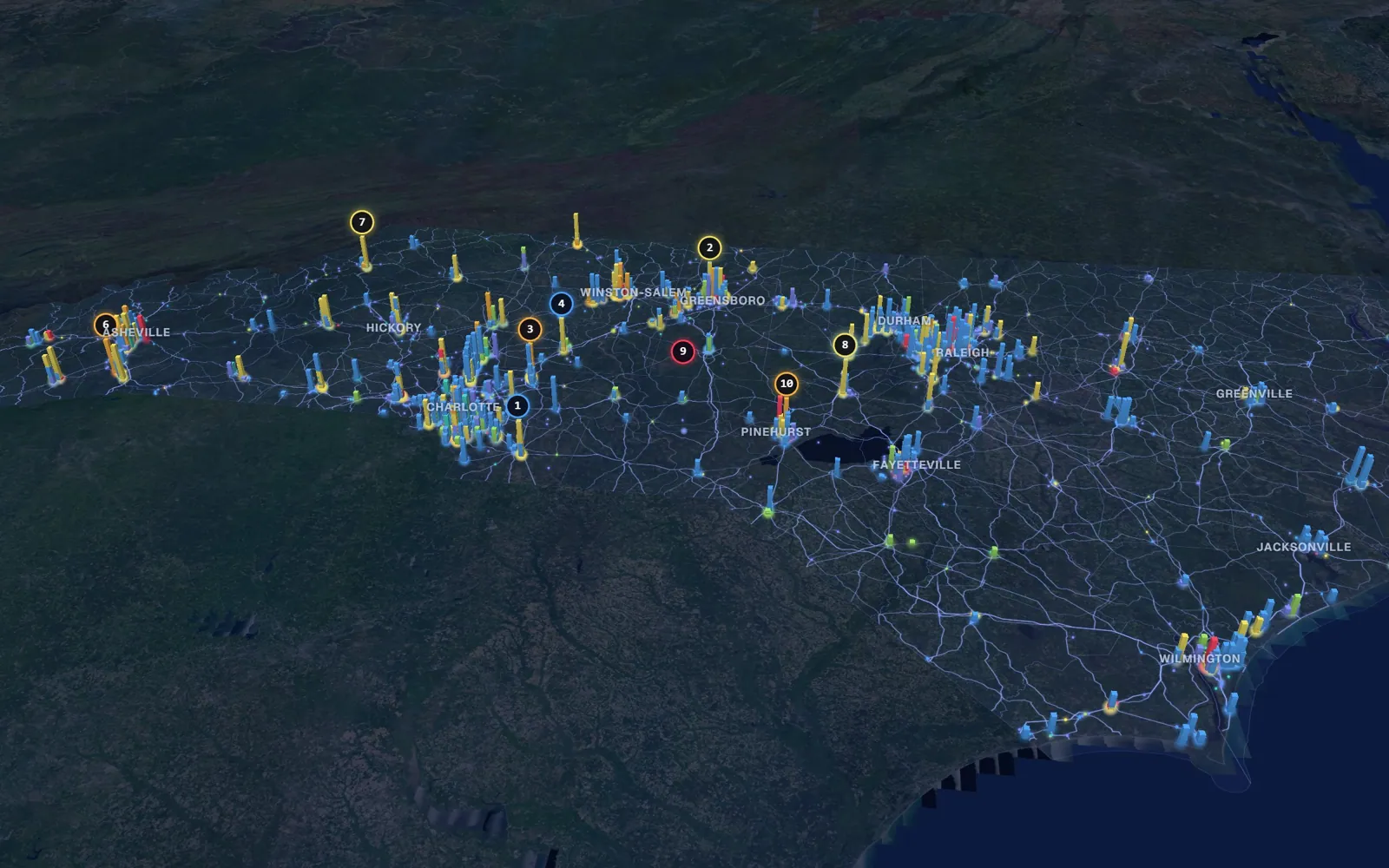 3D map of Botox and neurotoxin providers in North Carolina
